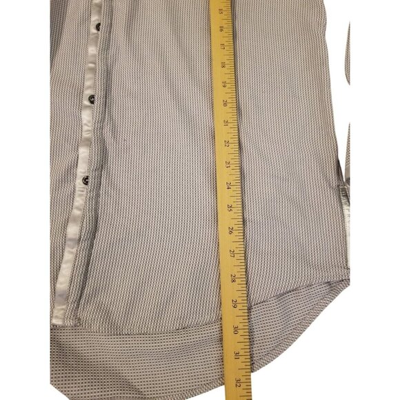 Sean John Tailored Fit Mens Long Sleeve Dress Shirt XXXL Metallic Silver Checker - Picture 7 of 10